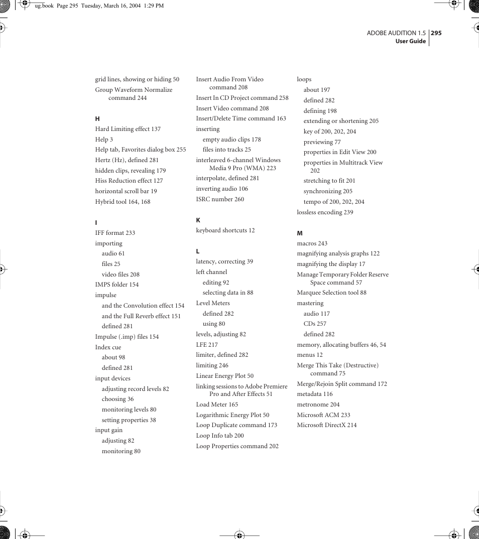 Adobe AUDITION 1.5 User Manual | Page 303 / 308