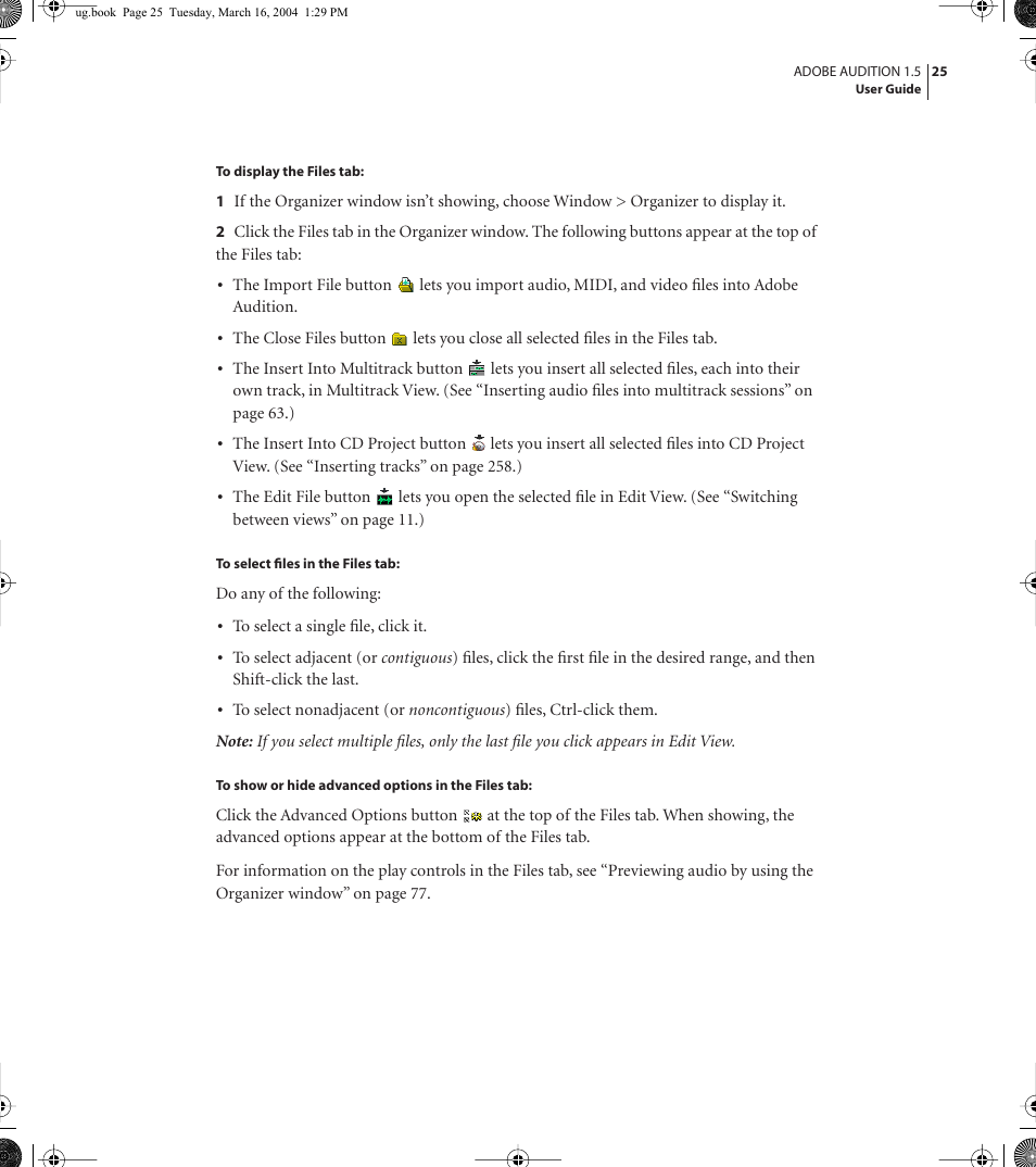 Adobe AUDITION 1.5 User Manual | Page 33 / 308