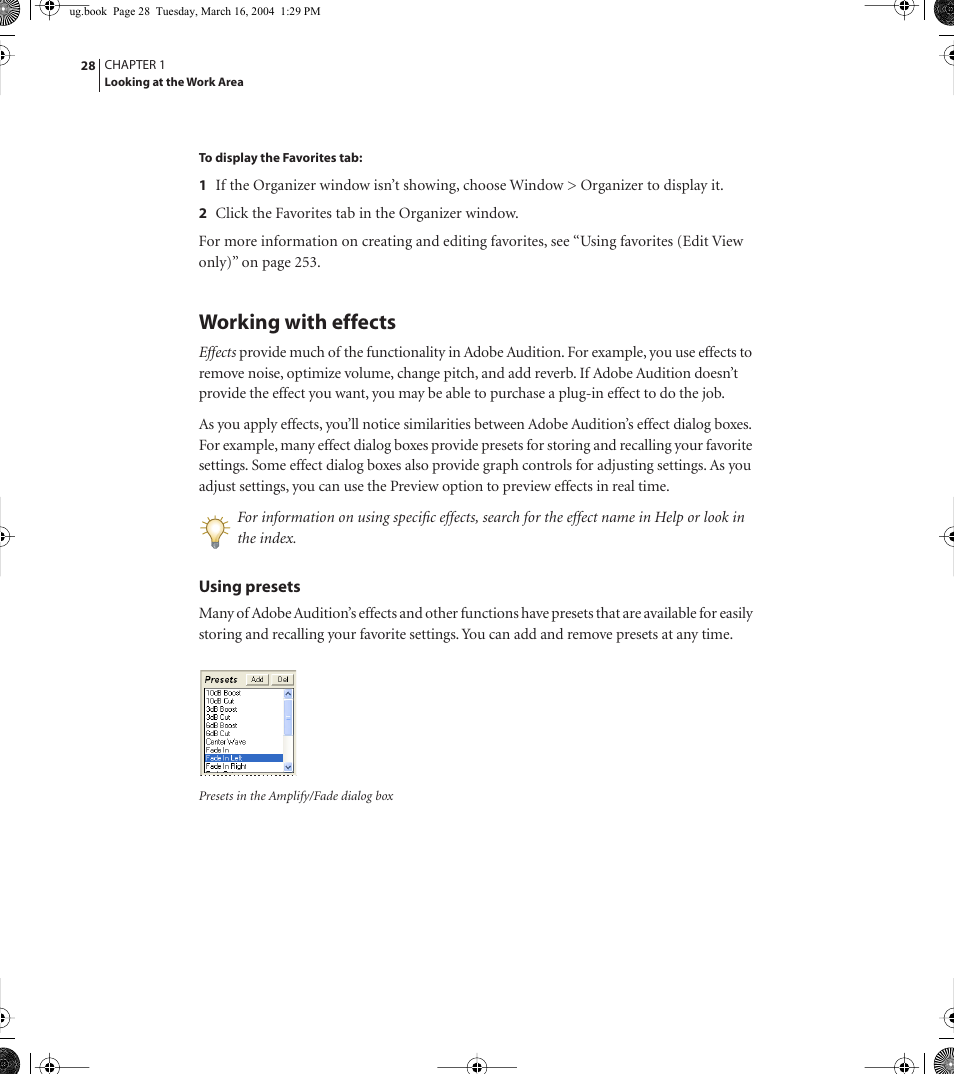 Working with effects | Adobe AUDITION 1.5 User Manual | Page 36 / 308