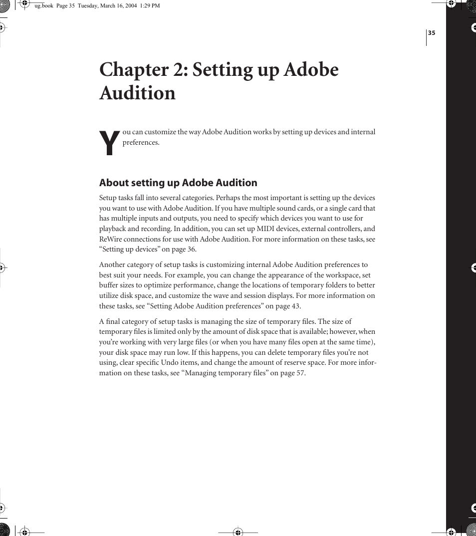 Chapter 2: setting up adobe audition | Adobe AUDITION 1.5 User Manual | Page 43 / 308