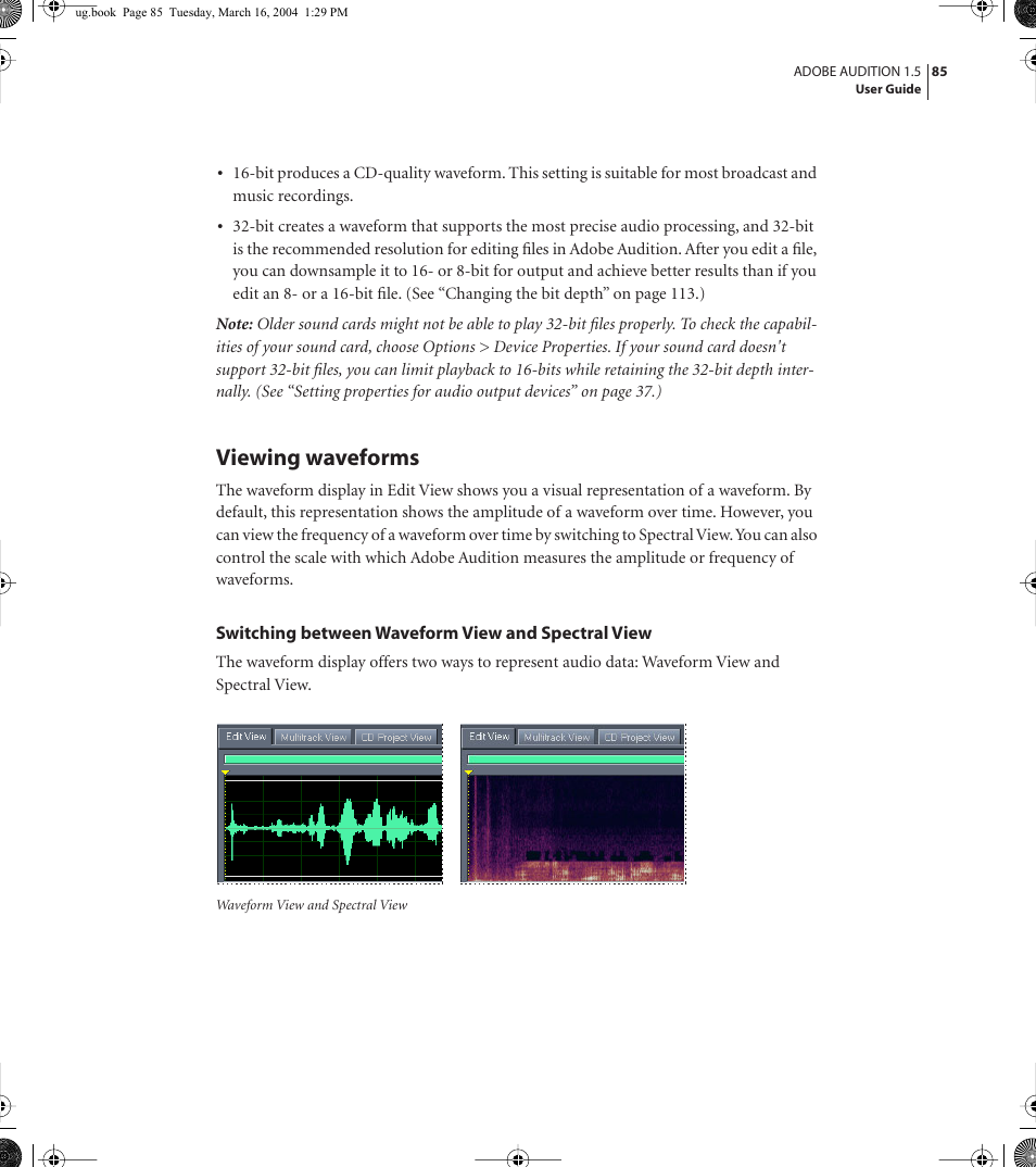 Viewing waveforms | Adobe AUDITION 1.5 User Manual | Page 93 / 308