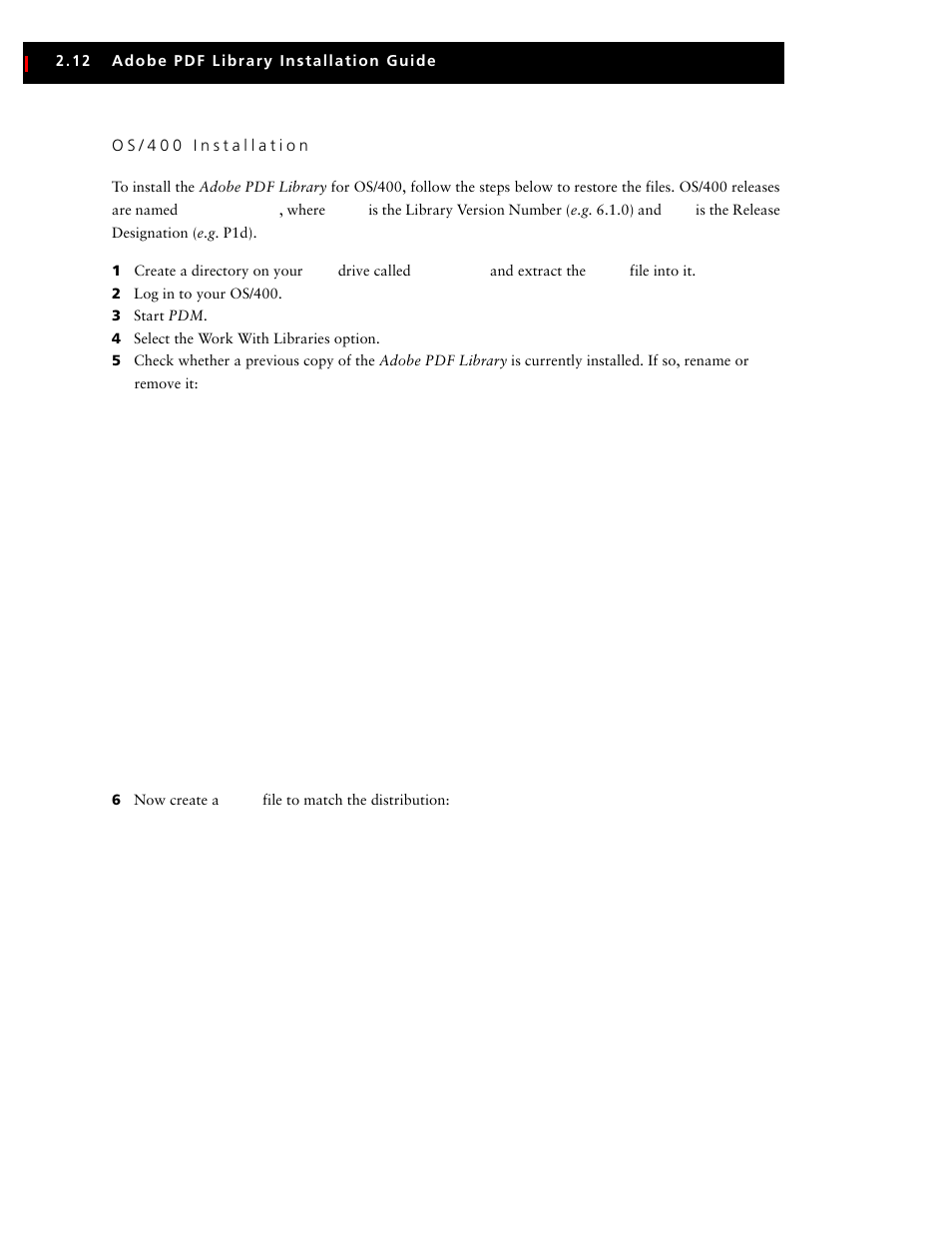 Os/400 installation | Adobe V6 User Manual | Page 24 / 58