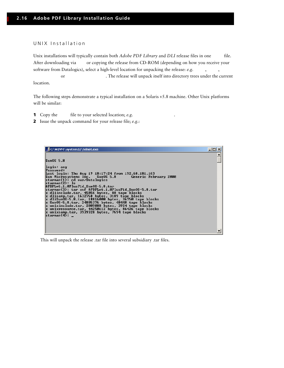 Unix installation | Adobe V6 User Manual | Page 28 / 58