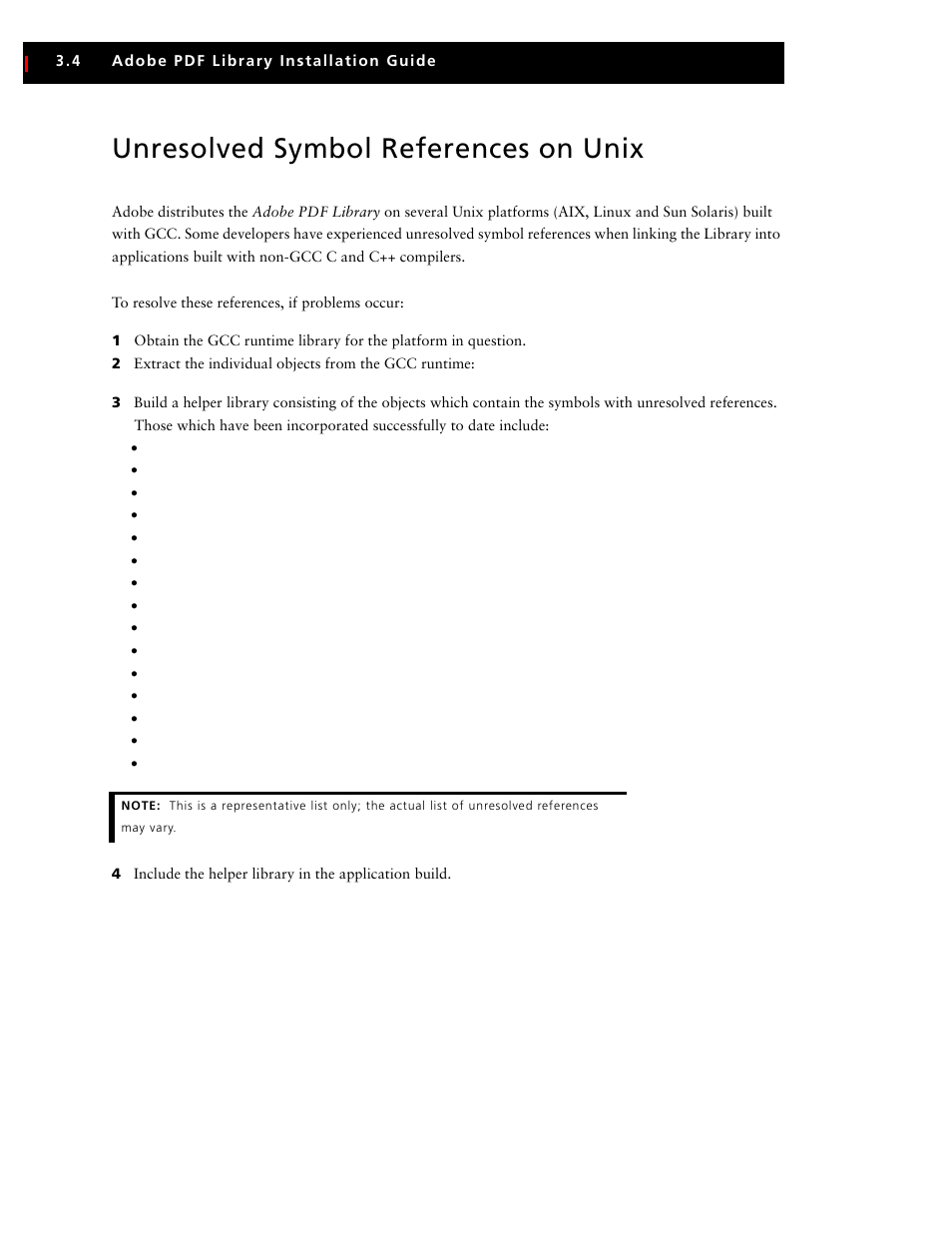 Unresolved symbol references on unix | Adobe V6 User Manual | Page 42 / 58