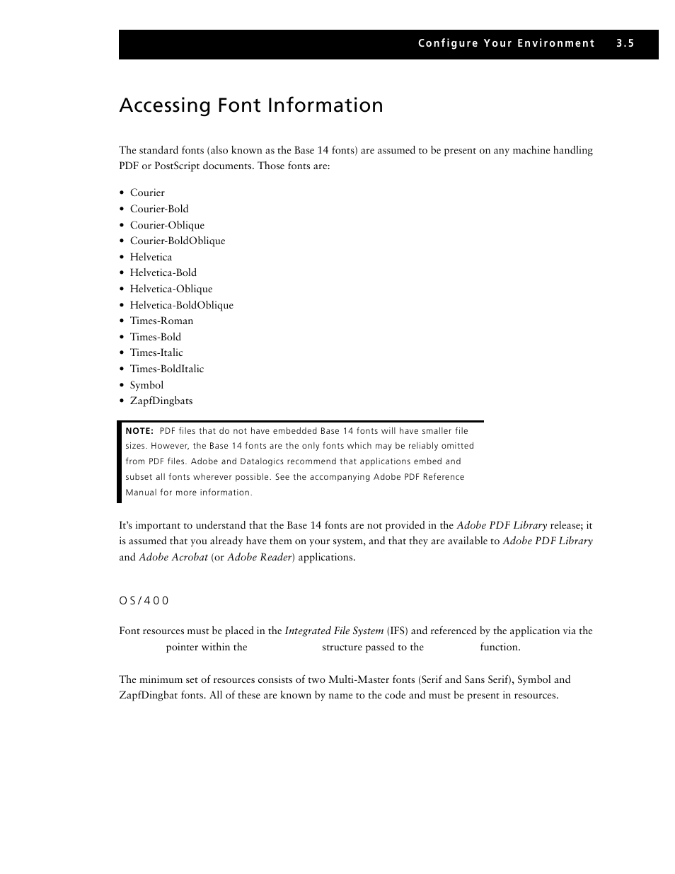 Accessing font information, Os/400 | Adobe V6 User Manual | Page 43 / 58
