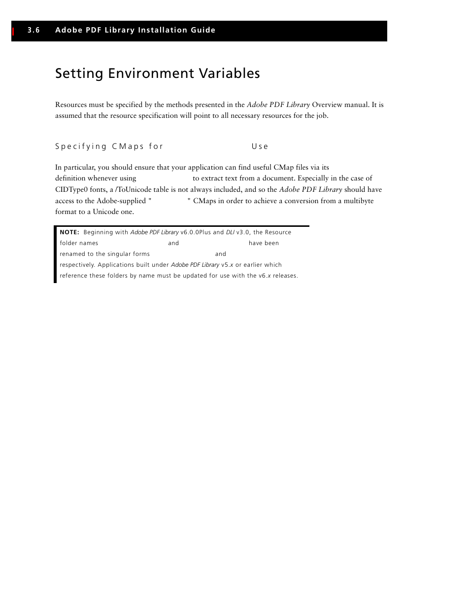Setting environment variables, Specifying cmaps for pdwordfinder use | Adobe V6 User Manual | Page 44 / 58