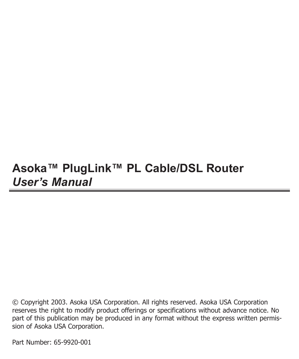 Asoka PL9920-BBR User Manual | 34 pages