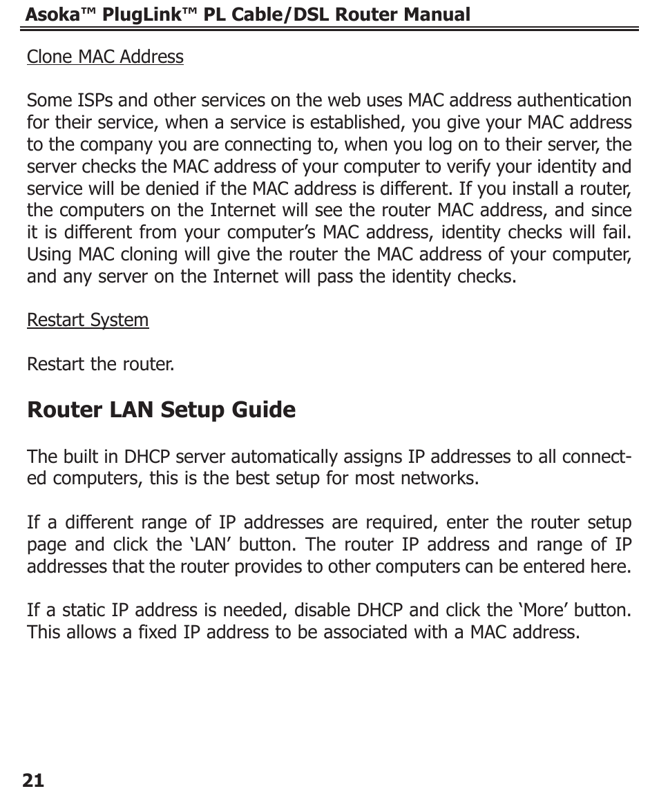 Router lan setup guide | Asoka PL9920-BBR User Manual | Page 22 / 34