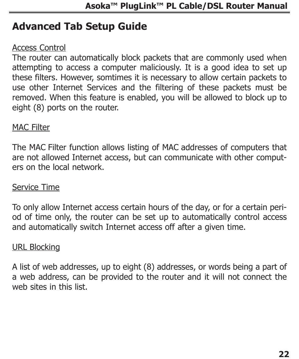 Advanced tab setup guide | Asoka PL9920-BBR User Manual | Page 23 / 34