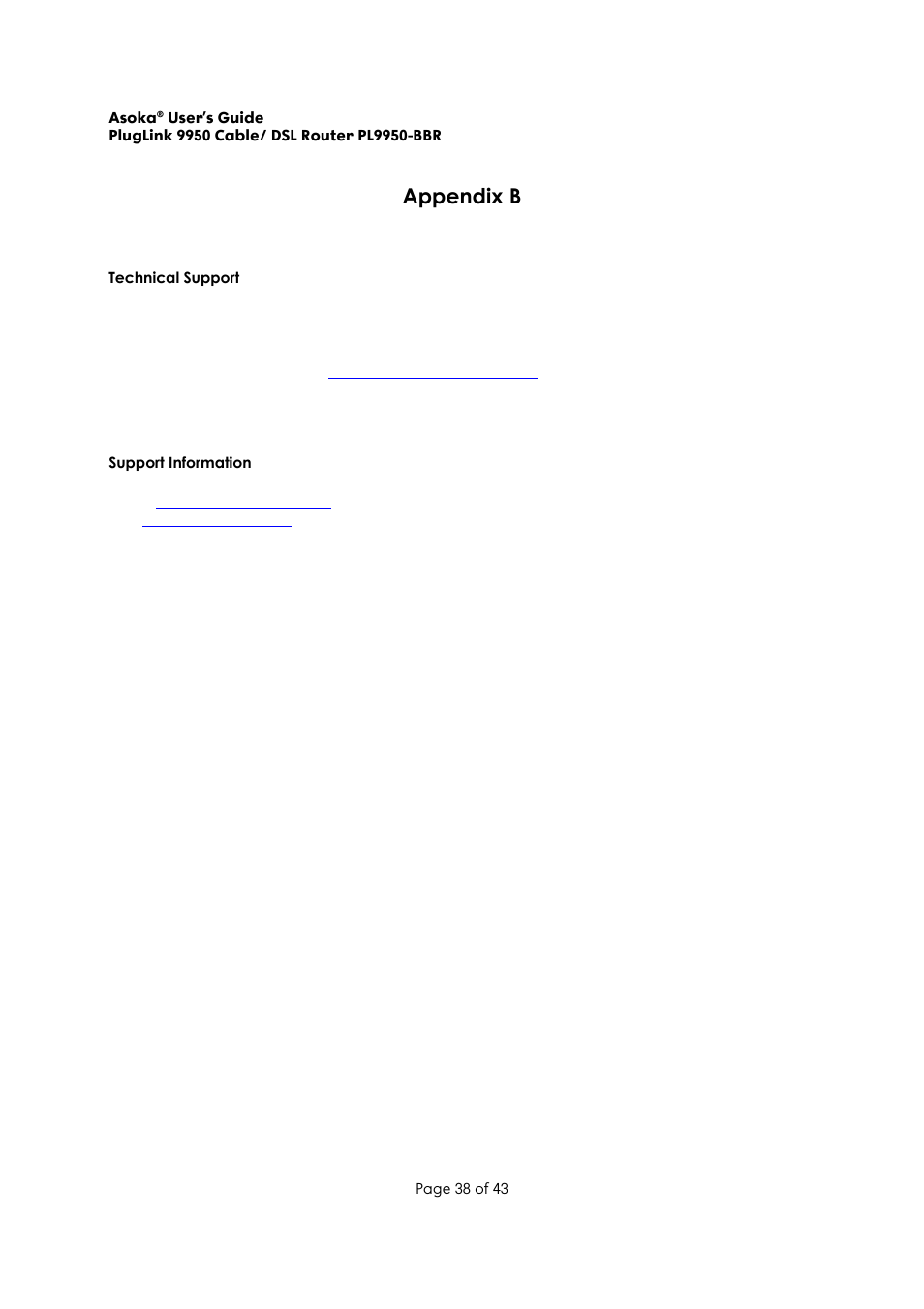 Appendix b | Asoka Pluglink PL9950-BBR User Manual | Page 38 / 43