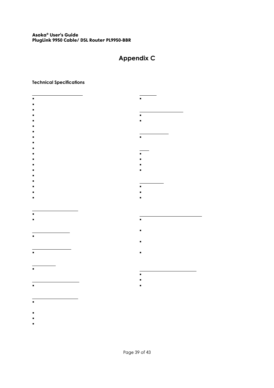 Appendix c | Asoka Pluglink PL9950-BBR User Manual | Page 39 / 43