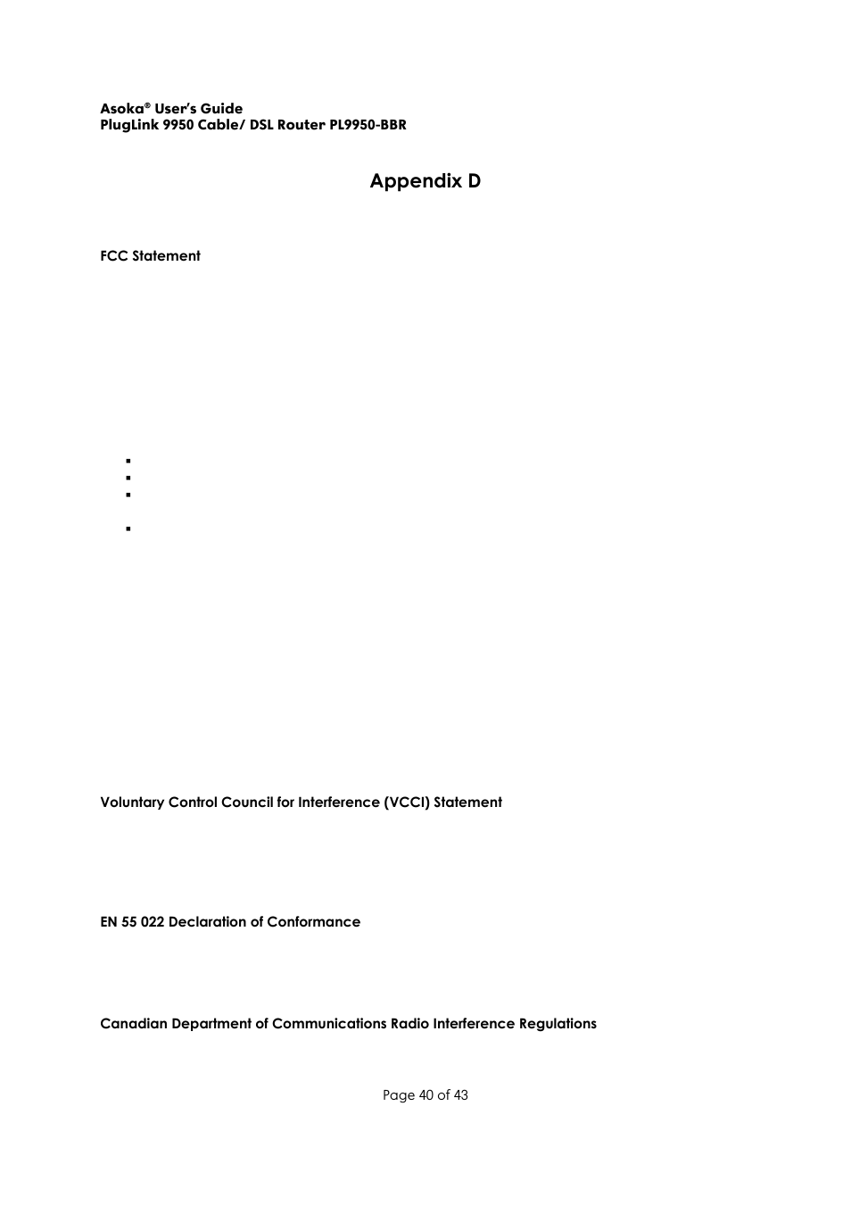 Appendix d | Asoka Pluglink PL9950-BBR User Manual | Page 40 / 43