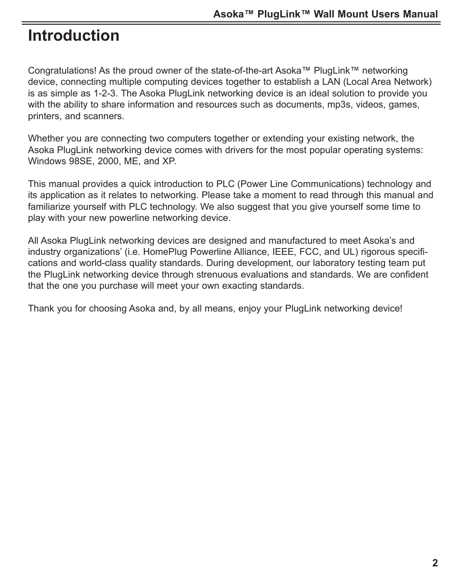 Introduction | Asoka PlugLink User Manual | Page 3 / 37
