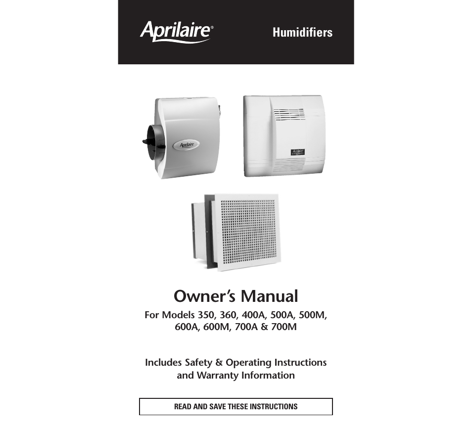 Aprilaire Humudifiers 500A User Manual | 11 pages