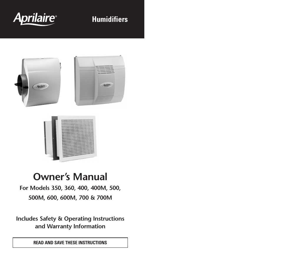 Aprilaire 600 User Manual | 11 pages