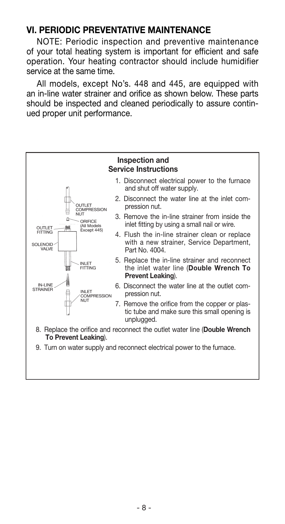 Vi. periodic preventative maintenance | Aprilaire 760 User Manual | Page 10 / 20