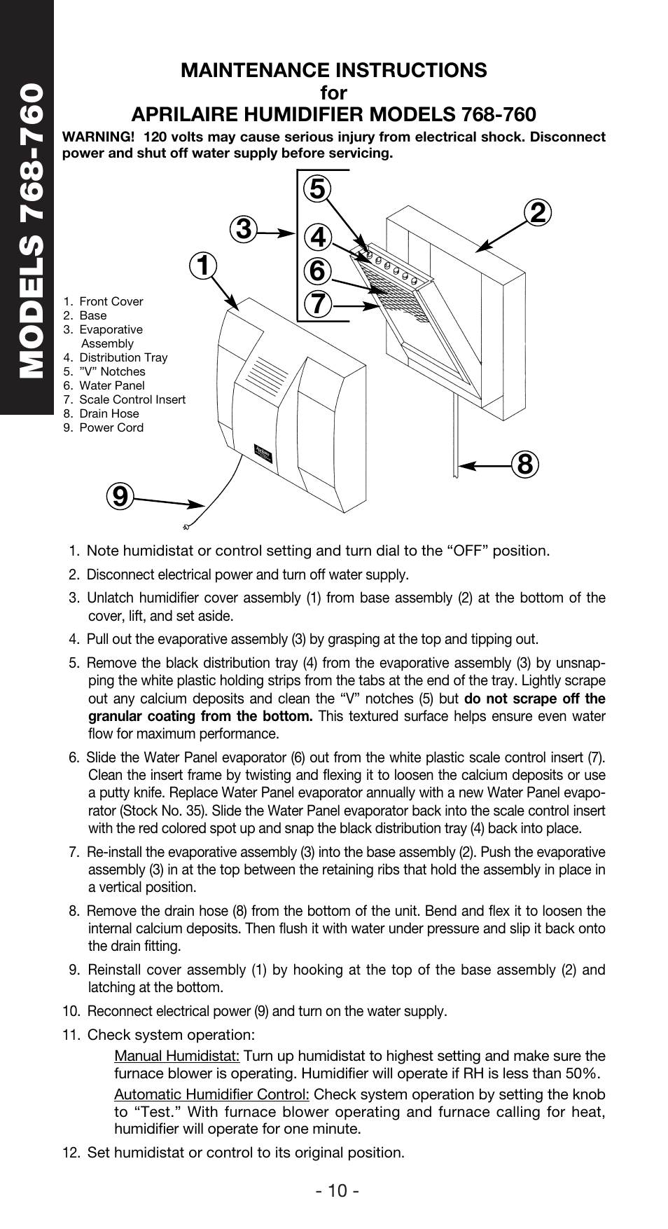 Aprilaire 760 User Manual | Page 12 / 20