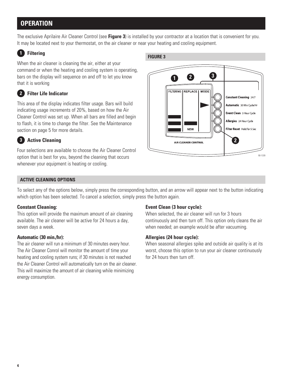 Operation | Aprilaire 4400 User Manual | Page 4 / 8