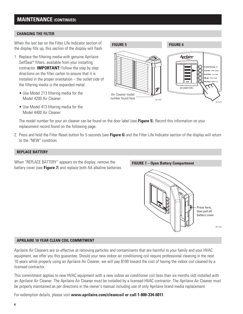 Maintenance | Aprilaire 4400 User Manual | Page 6 / 8