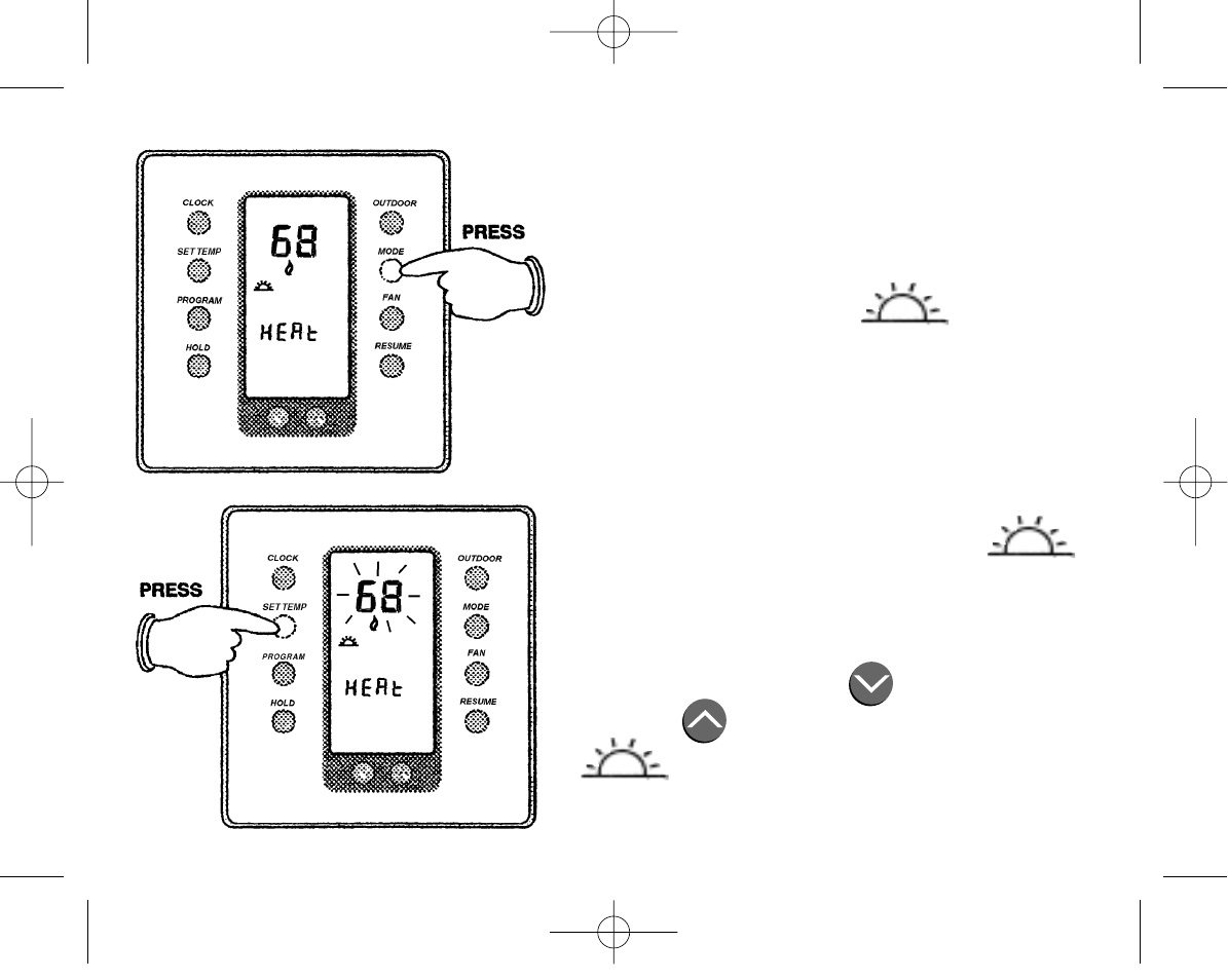 Setting or changing heating temperatures | Aprilaire 8556 User Manual | Page 12 / 32