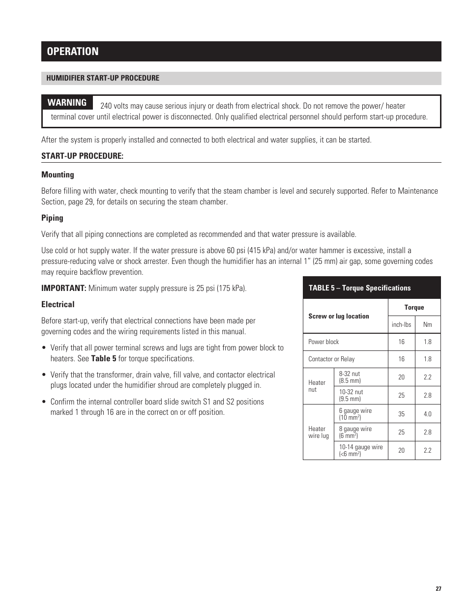 Operation | Aprilaire 1150 User Manual | Page 27 / 40