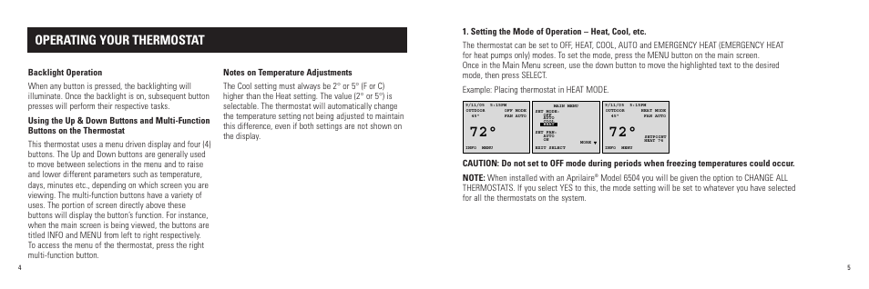 Operating your thermostat | Aprilaire 8570 User Manual | Page 4 / 13