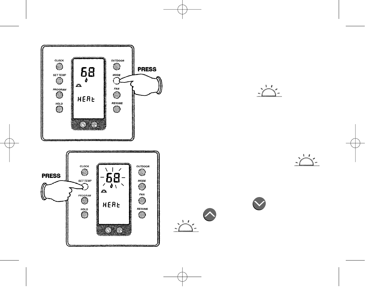 Setting or changing heating temperatures | Aprilaire 8553 User Manual | Page 12 / 32