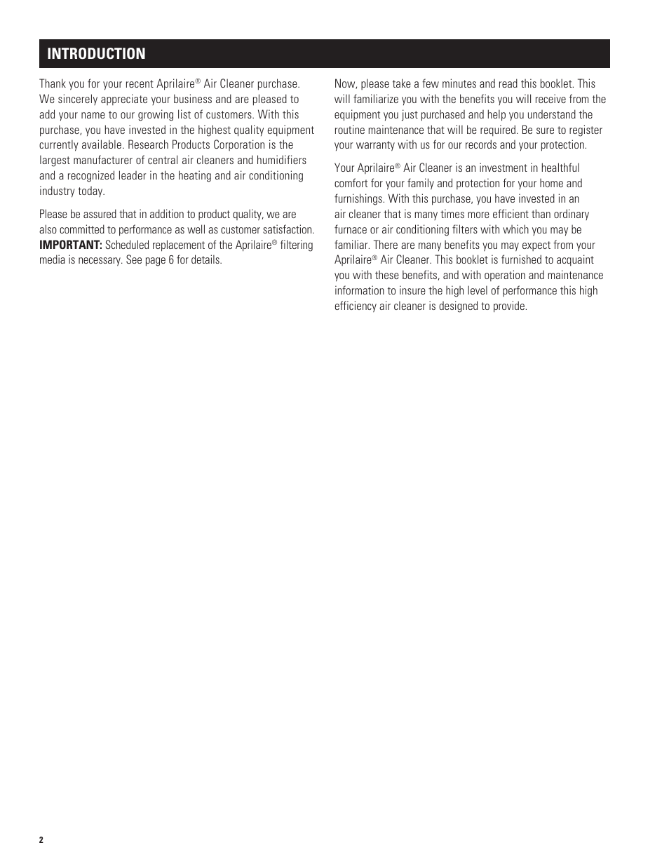Introduction | Aprilaire 4200 User Manual | Page 2 / 8