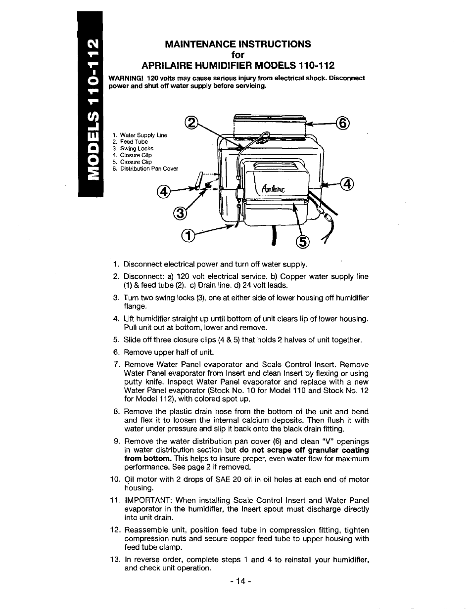 Maintenance instructions for | Aprilaire 220 User Manual | Page 16 / 20