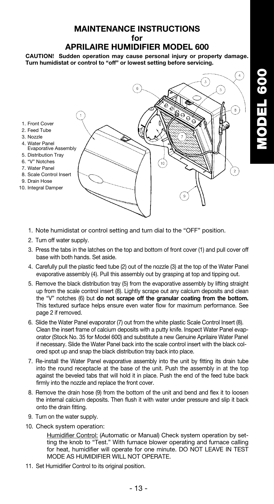 Model 600 | Aprilaire 600 User Manual | Page 15 / 20