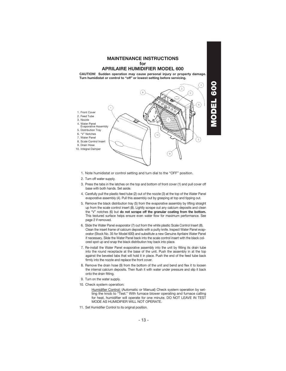 Model 600 | Aprilaire 448 User Manual | Page 15 / 20