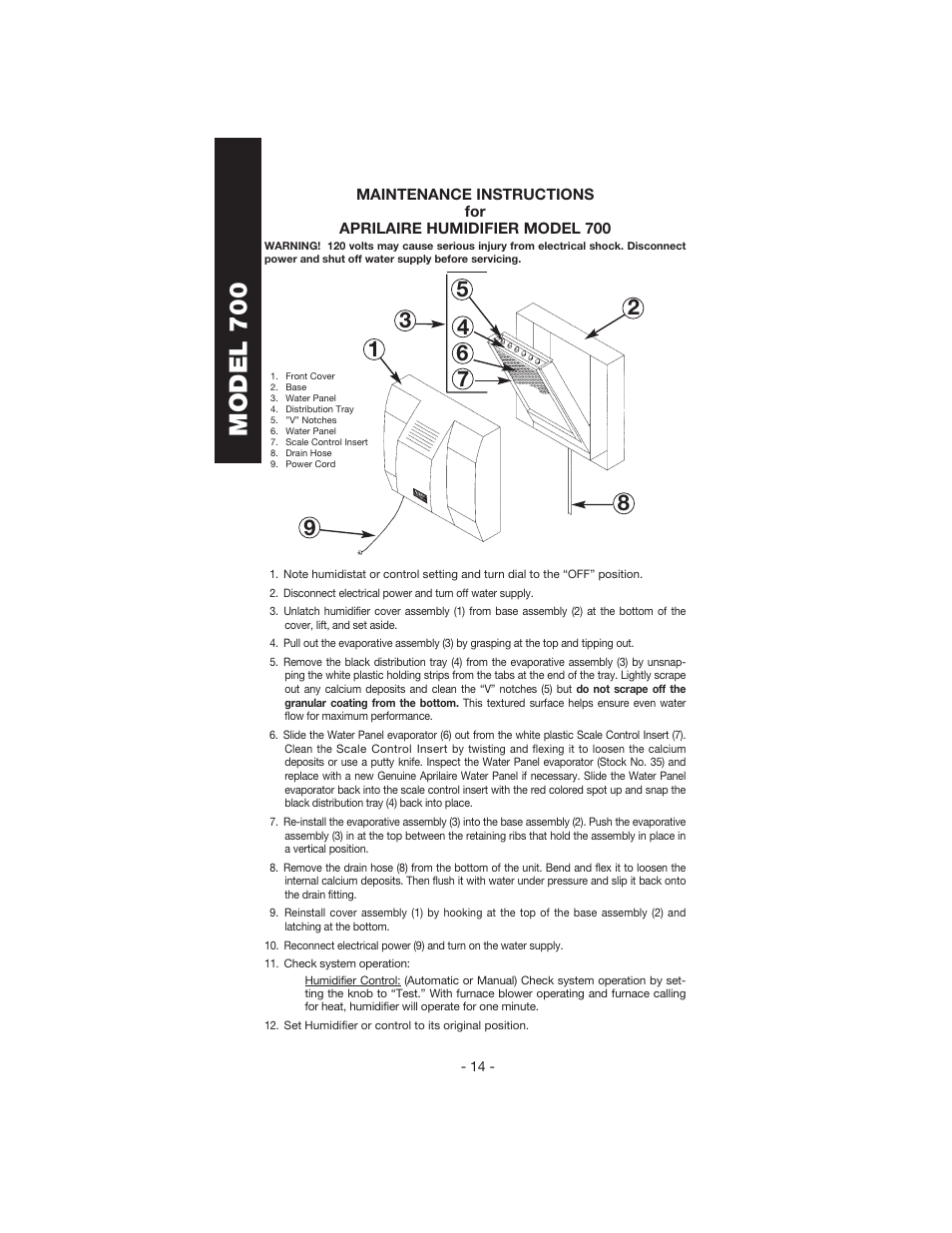 Model 700 | Aprilaire 448 User Manual | Page 16 / 20