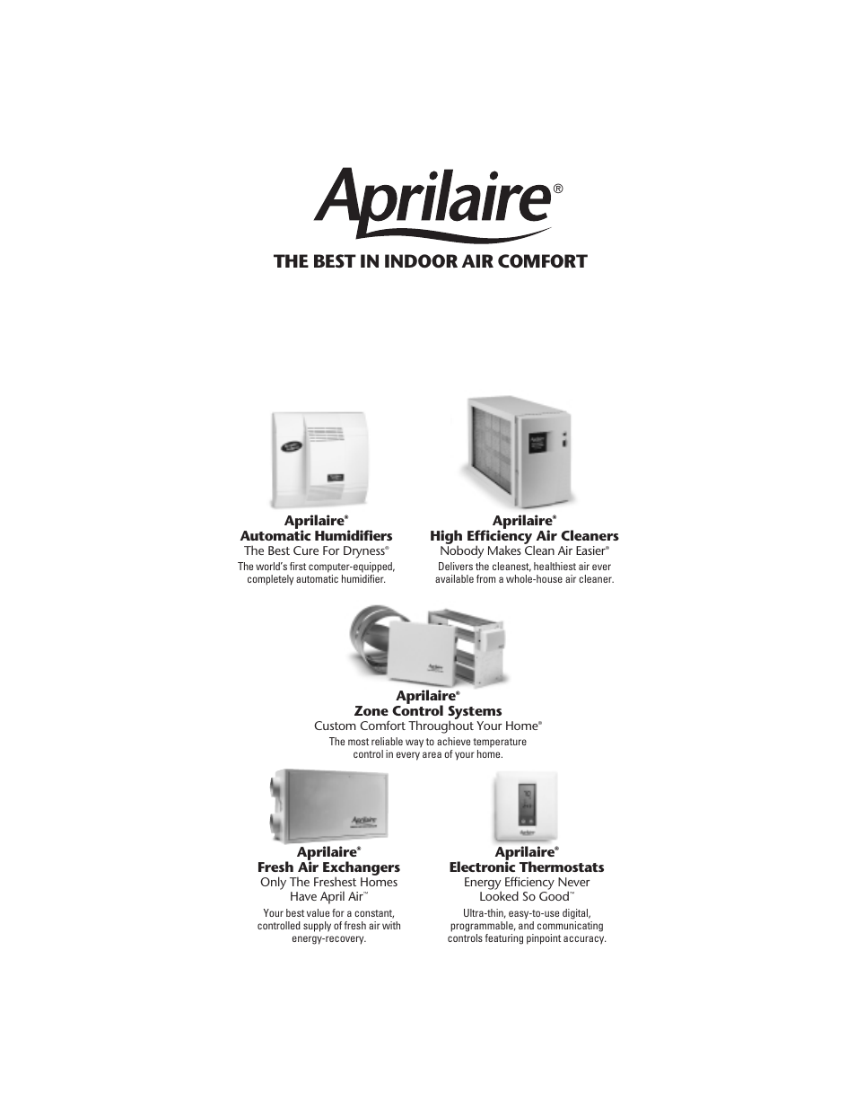 The best in indoor air comfort | Aprilaire 448 User Manual | Page 18 / 20