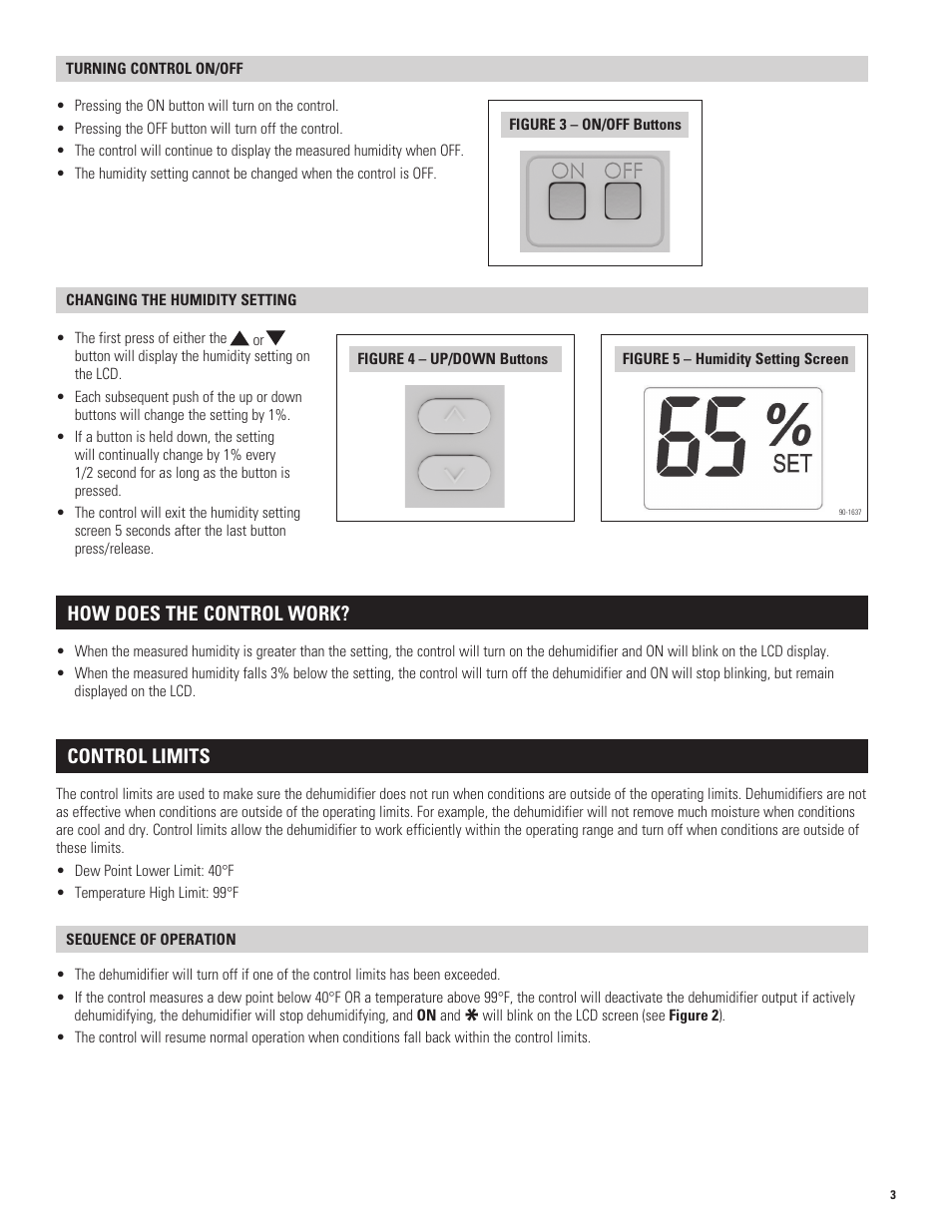 How does the control work, Control limits | Aprilaire COMPACT DEHUMIDIFIER 1730A User Manual | Page 3 / 4