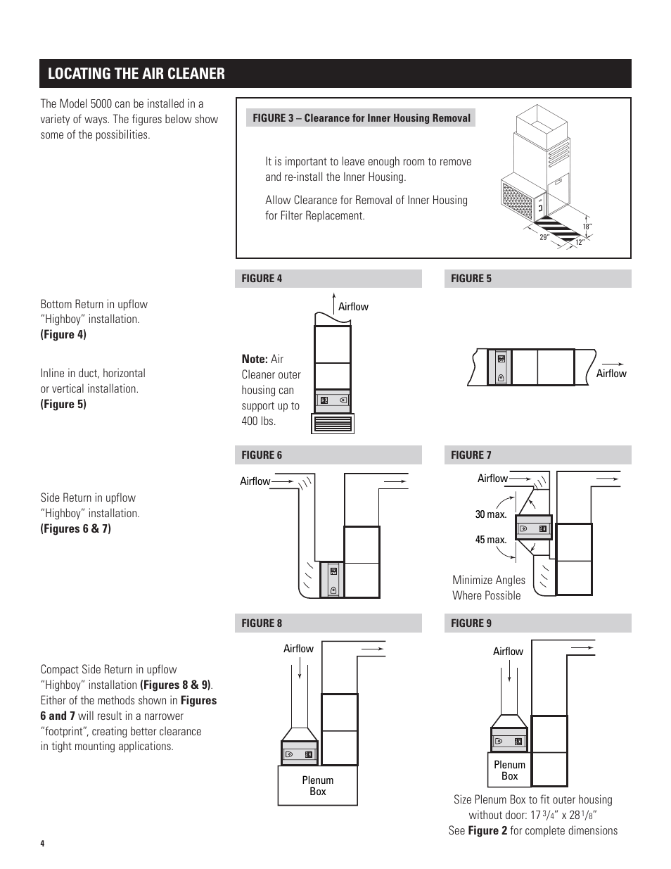 Locating the air cleaner | Aprilaire 5000 User Manual | Page 4 / 12