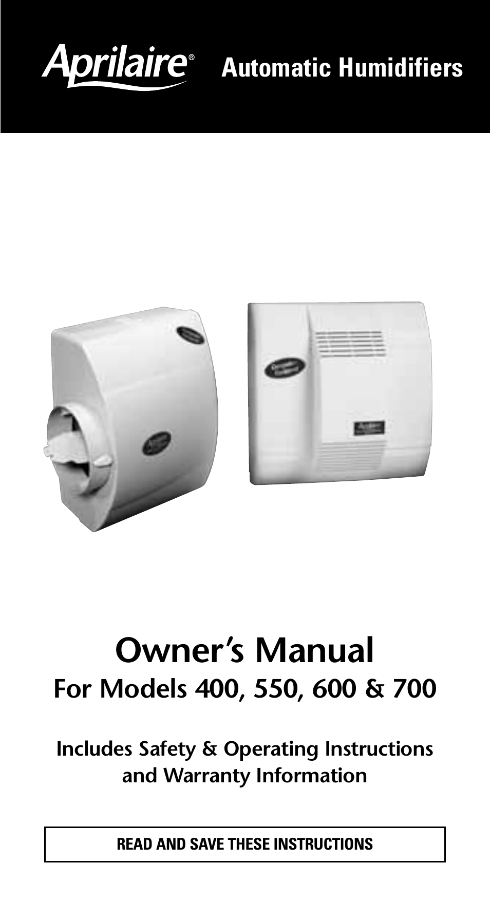 Aprilaire 600 User Manual | 20 pages