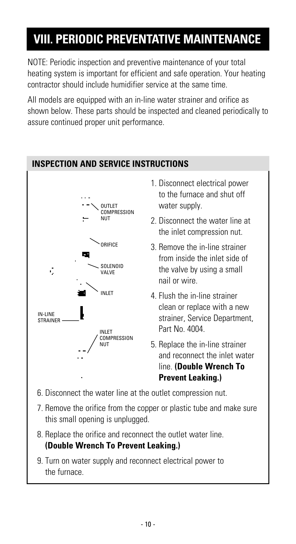 Viii. periodic preventative maintenance | Aprilaire 600 User Manual | Page 12 / 20