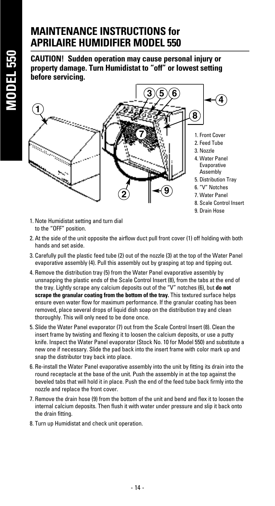 Model 550 | Aprilaire 600 User Manual | Page 16 / 20