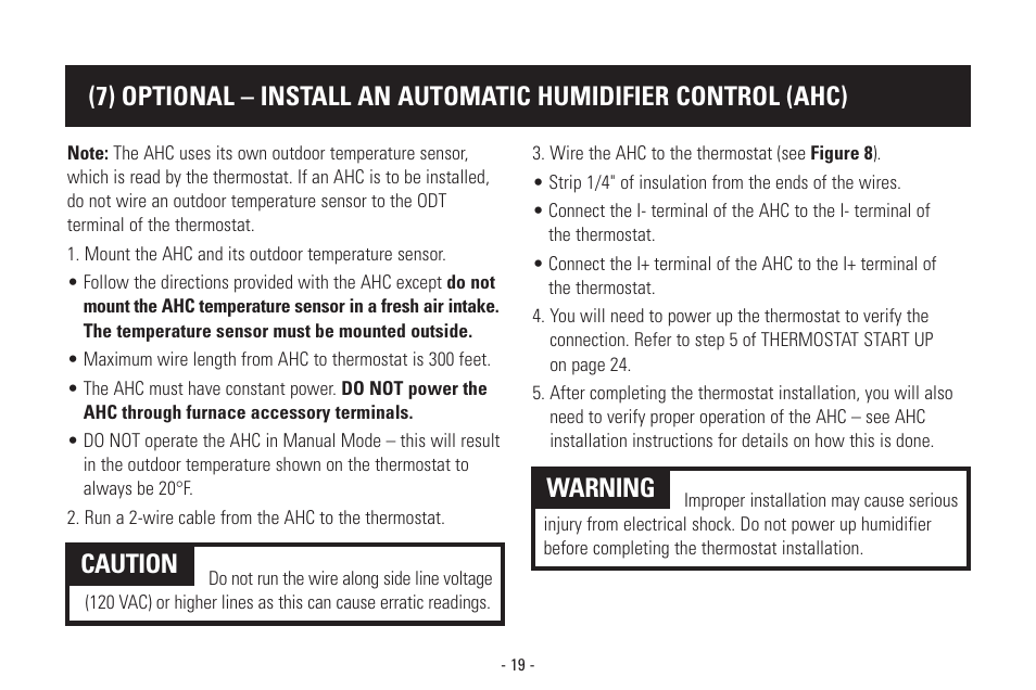 Warning | Aprilaire Model 8570 User Manual | Page 23 / 40