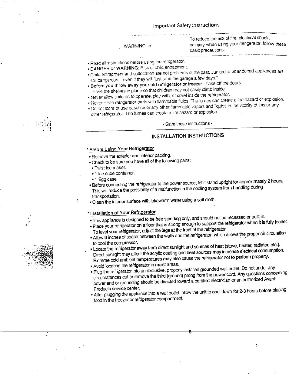 Avanti FF8WR User Manual | Page 6 / 19
