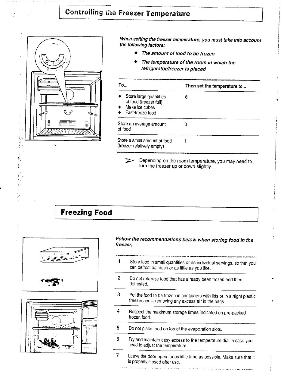 Freezing food, Controlling the freezer temperature | Avanti DELUXE FROST FREE FF-97R User Manual | Page 13 / 26