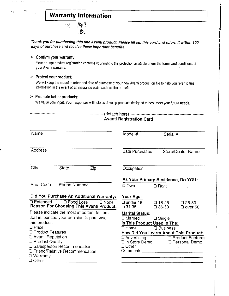 Warranty information | Avanti DELUXE FROST FREE FF-97R User Manual | Page 2 / 26