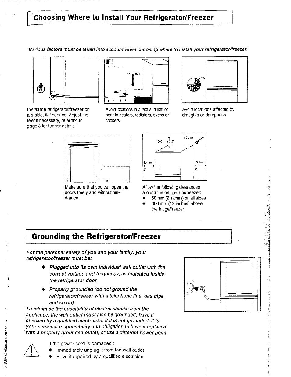 Grounding the refrigerator/freezer | Avanti DELUXE FROST FREE FF-97R User Manual | Page 8 / 26