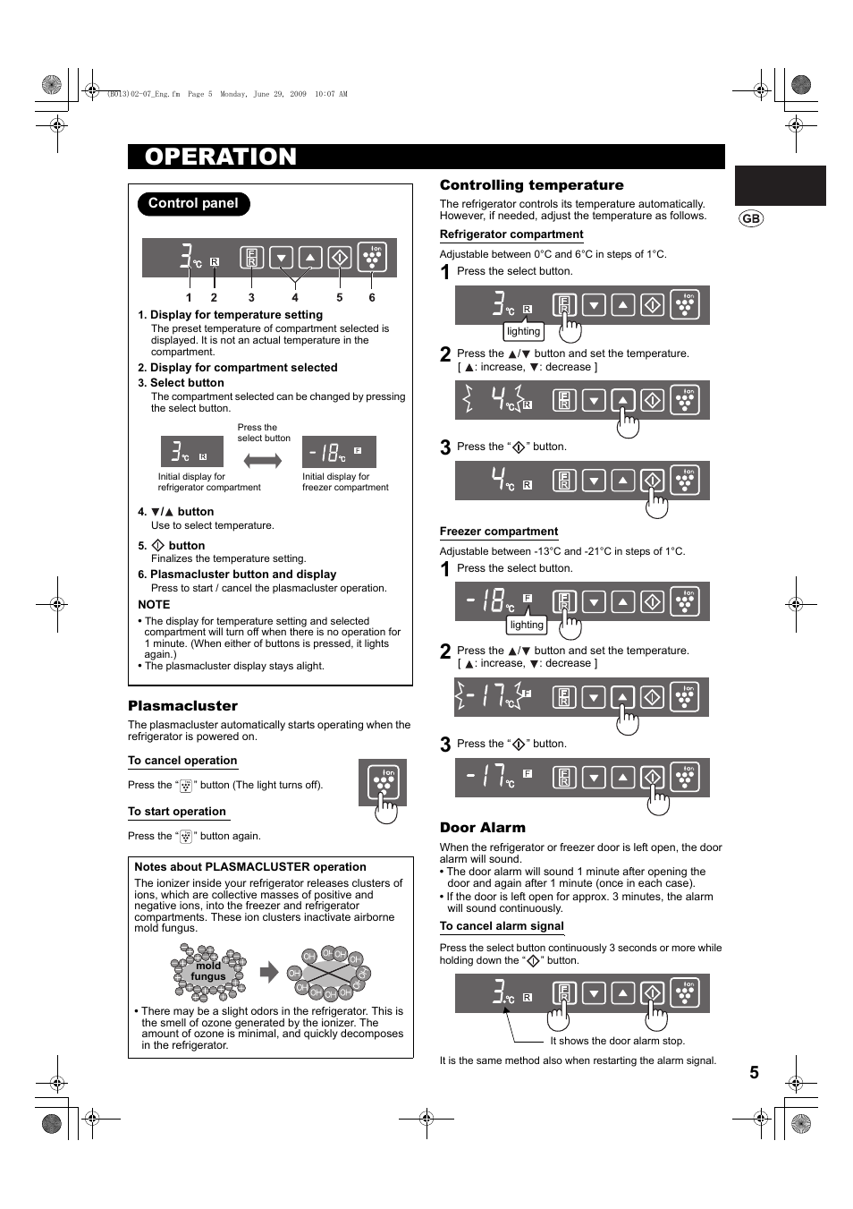 Operation | Sharp SJ-PD691SB User Manual | Page 5 / 116