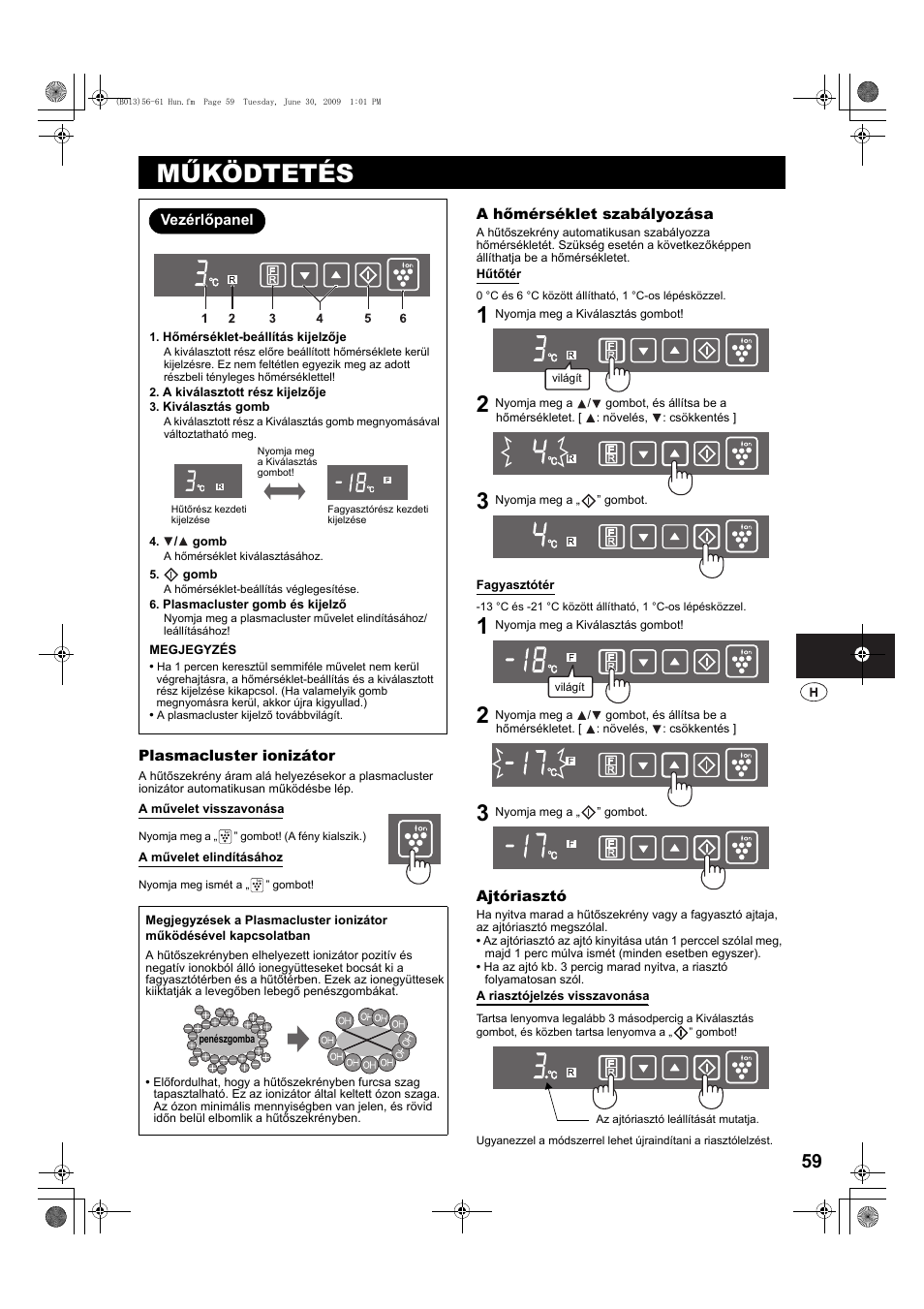 Működtetés | Sharp SJ-PD691SB User Manual | Page 59 / 116