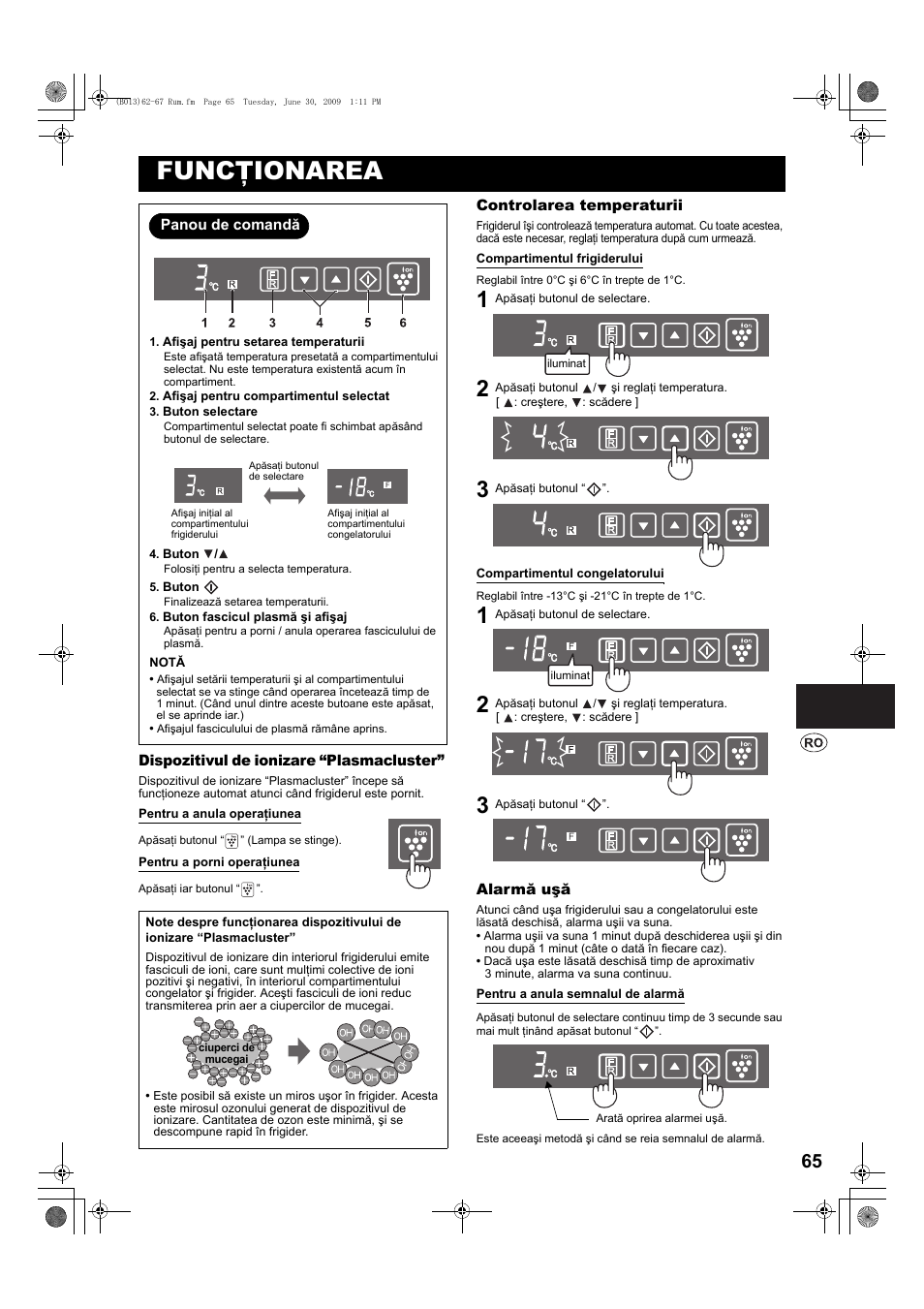 Funcţionarea | Sharp SJ-PD691SB User Manual | Page 65 / 116