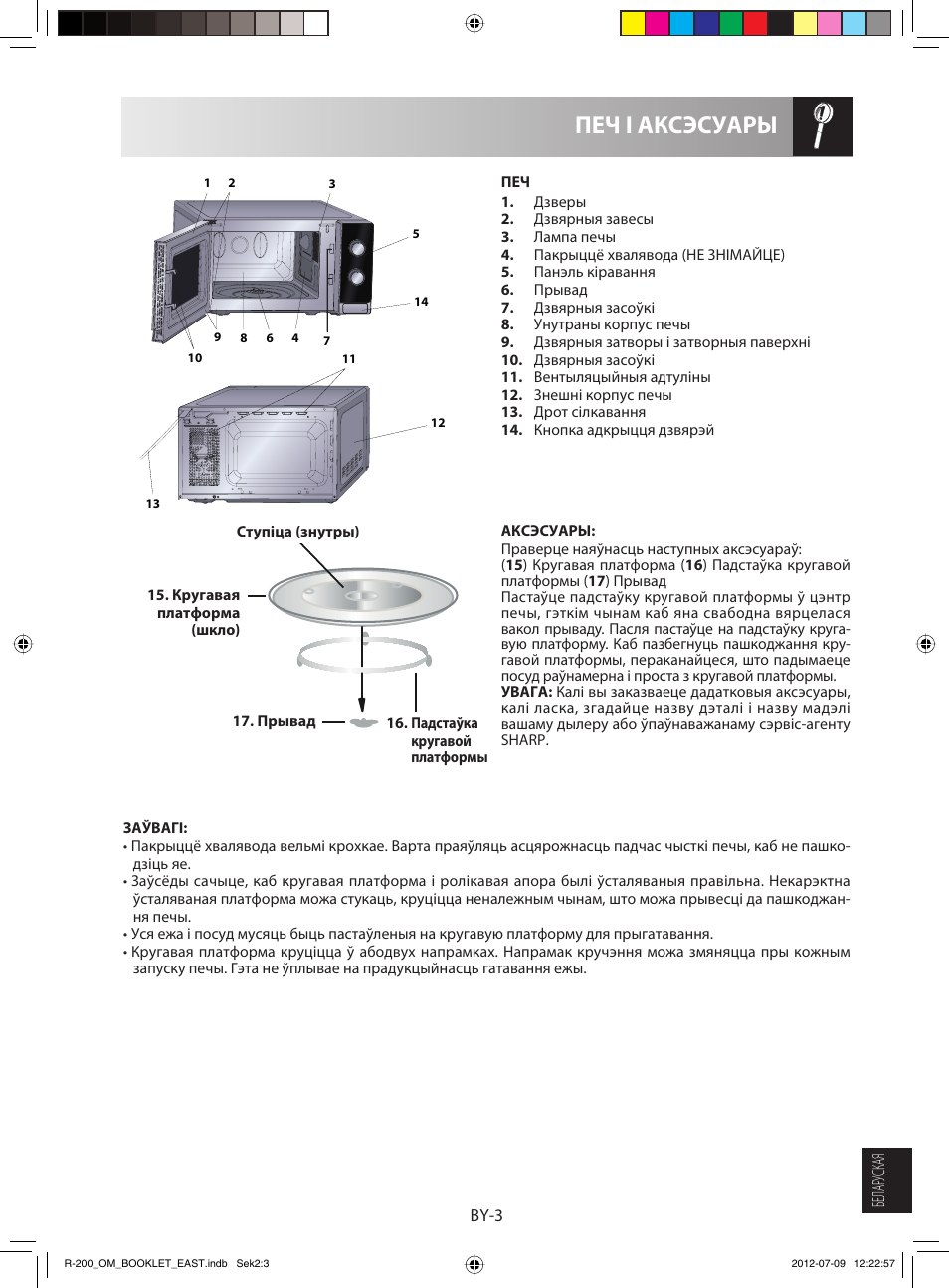 Печ і аксэсуары | Sharp R-200WE User Manual | Page 135 / 144