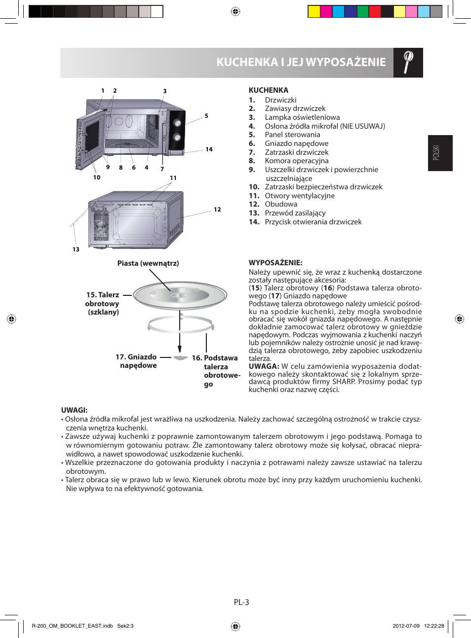 Kuchenka i jej wyposażenie | Sharp R-200WE User Manual | Page 15 / 144