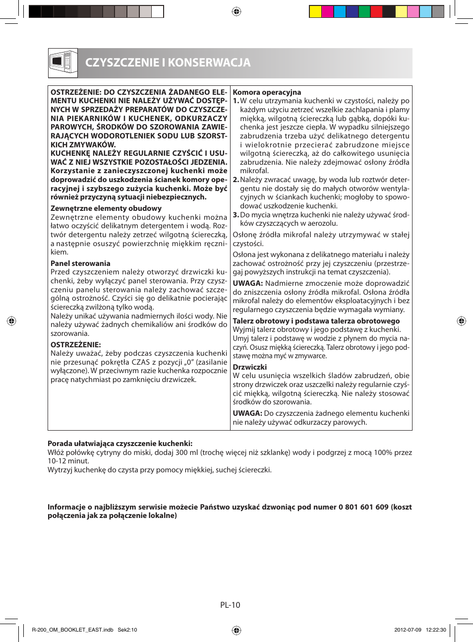 Czyszczenie i konserwacja | Sharp R-200WE User Manual | Page 22 / 144