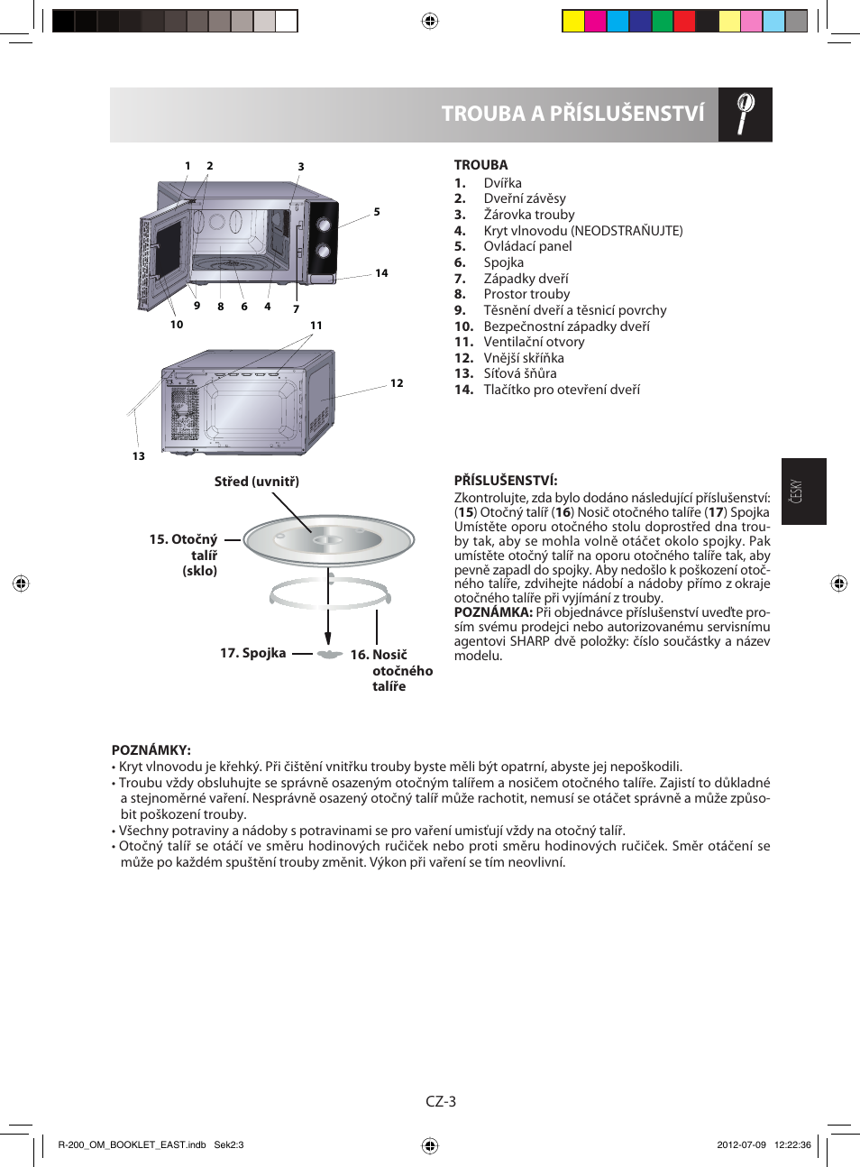 Trouba a příslušenství | Sharp R-200WE User Manual | Page 45 / 144